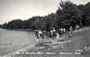 Postcards - 1950's: Gay El Rancho - On horseback around the lake.